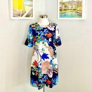 Floral water color stretch dress